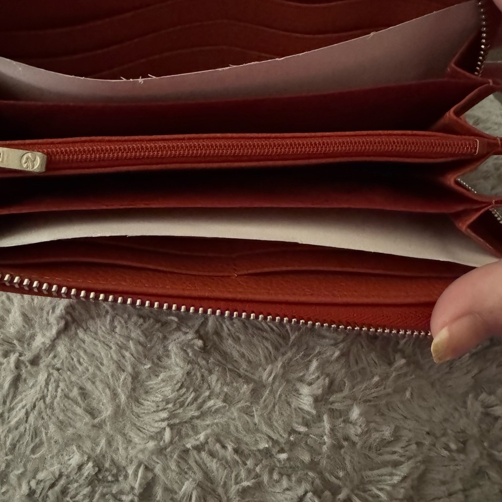 Longchamp Orange Leather Zip Wallet - Picture 3 of 3